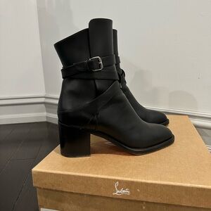 Christian Louboutin Black Leather Ankle Boots